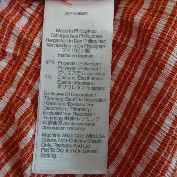 Madewell Omaha Tiered Top Women's Size XS Orange Gingham Square Neck - Picture 8 of 8